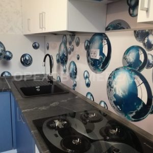 Синяя кухня в пленке