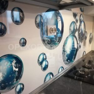 Синяя кухня в пленке